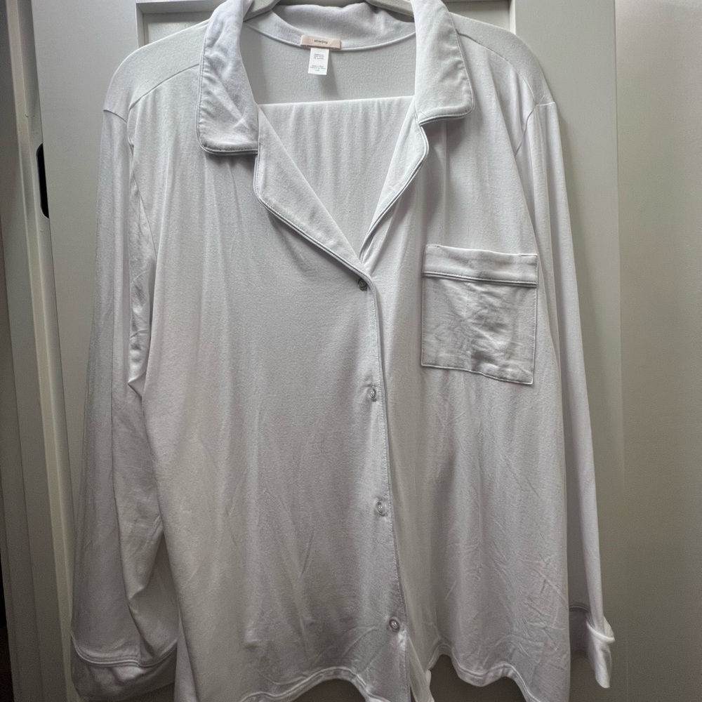 Eberjey Cream Button-Up Pajama Top